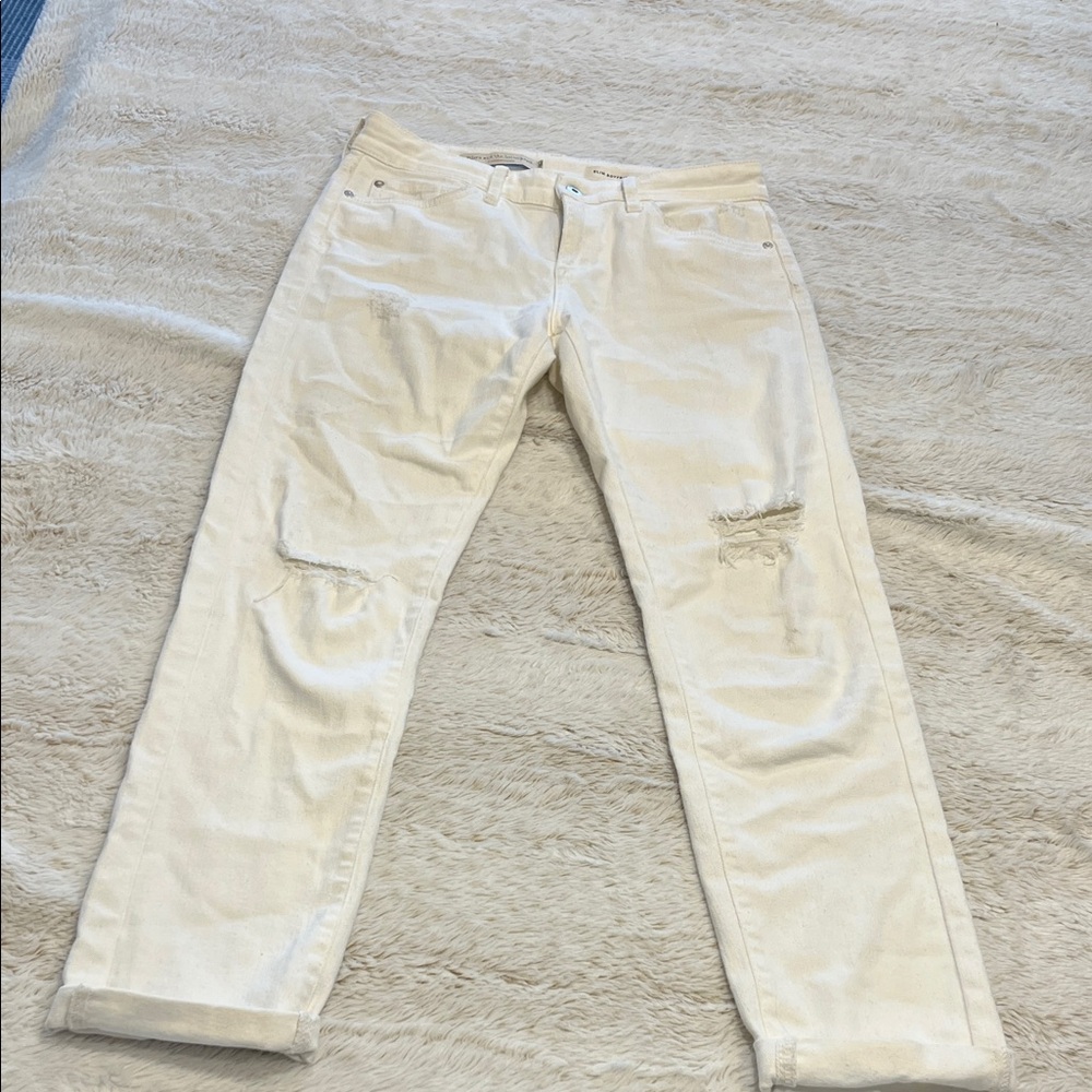 Pilcro and the Letterpress Cream Slim Boyfriend Jeans